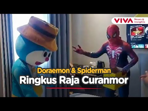 Viral Polisi Nyamar Jadi Doraemon & Spiderman Tangkap