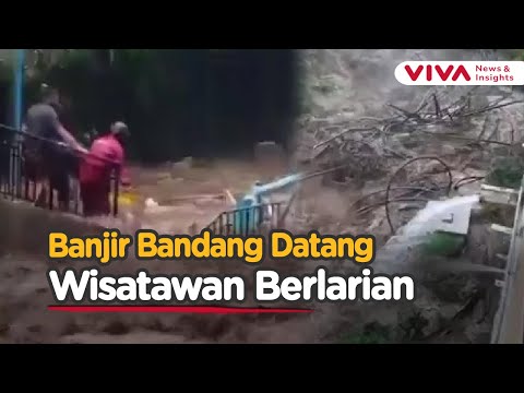 Detik-Detik Banjir Bandang Hantam Pemandian Air Panas Guci