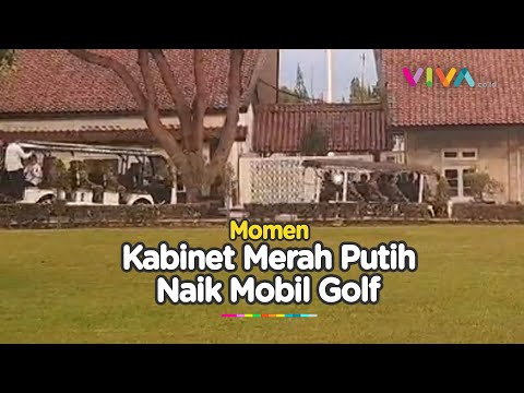 Saat Kabinet Merah Putih Naik Mobil Golf Menuju Lapangan Akmil