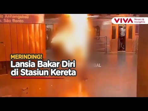Rekaman Pria Tua Nekat Bakar Diri di Stasiun Bawah Tanah