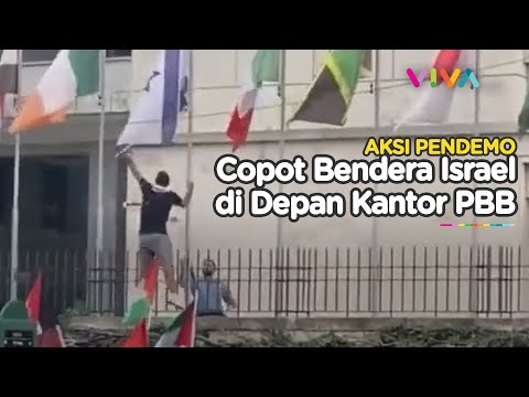 Pria Copot Paksa Bendera Israel Depan Markas Besar PBB di Roma