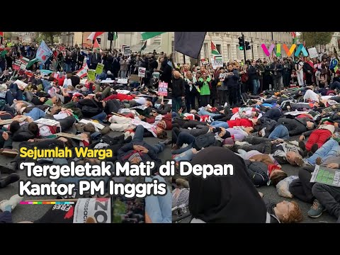 Penampakan Massa 'Tergeletak Mati' di Depan Kantor PM Inggris