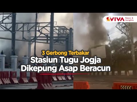 3 Gerbong Kereta Api di Stasiun Tugu Yogyakarta Terbakar