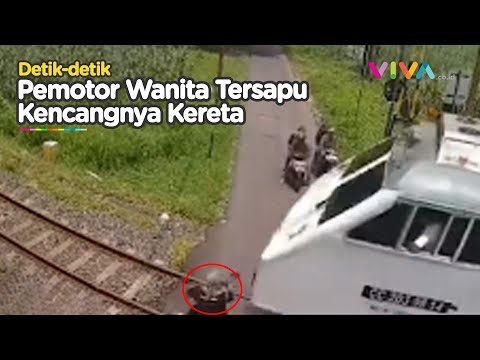 Merinding! Kereta Sambar Pemotor di Perlintasan Tanpa Palang Pintu