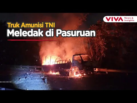 Truk TNI Pembawa Amunisi Terbakar dan Meledak di Pasuruan