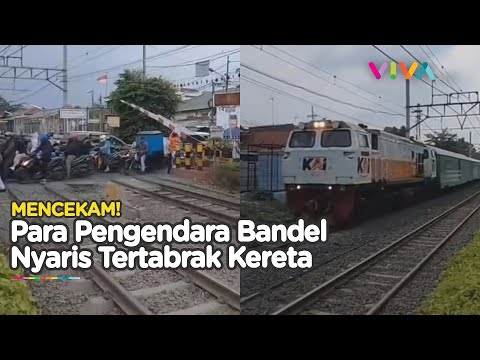 Aksi Heroik Petugas Jalur Lintasan KAI Selamatkan Gerombolan Pengendara Bandel
