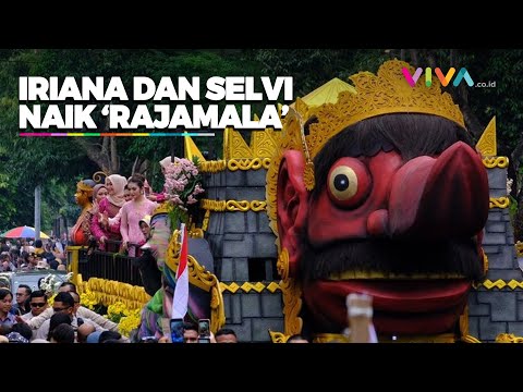 Cantiknya Ibu Iriana dan Selvi Naik 'Rajamala' di Pawai HUT Dekranas