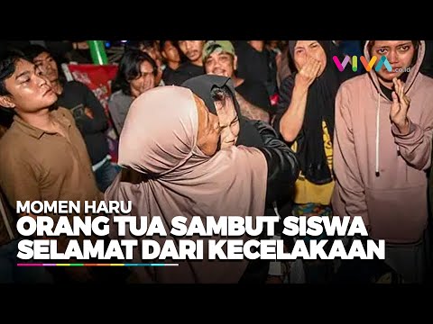 Tangis Haru Sambut Kedatangan Rombongan SMK lingga Kencana yang Selamat