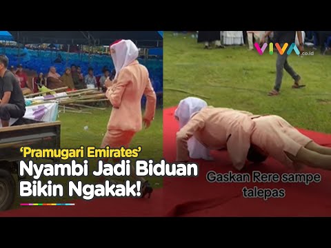 'Pramugari' Emirates Agak Lain, Salto Hingga Naik Pick Up