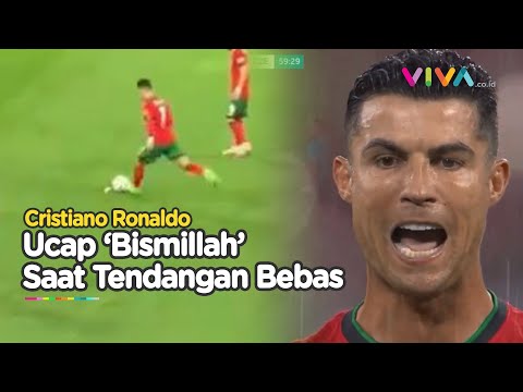 NYARIS BIKIN GOL! Momen CR7 Mirip Ucap 'Bismillah' Saat Tendangan Bebas