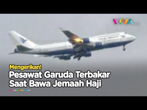 Detik detik Pesawat Garuda Rombongan Haji Keluarkan Api di Udara