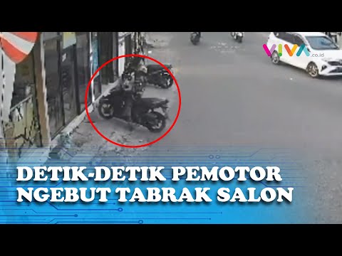BRAK! Rekaman CCTV Motor Seruduk Masuk Salon Kecantikan