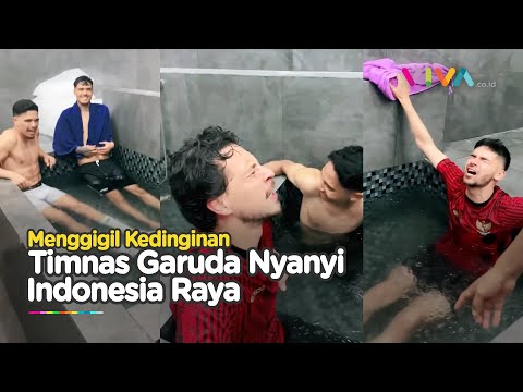 Sambil Menggigil, Momen Akrab 100% Timnas Indonesia, Nyanyi Lagu Indonesia Raya