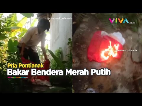 WADUH! Pria Pontianak Rekam Dirinya Bakar Bendera Indonesia