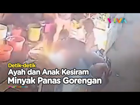 Detik-detik Pemotor Tersenggol Masuk Minyak Panas Penjual Pinggir Jalan