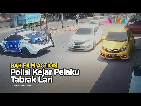 Bak Film Laga, Kejar-kejaran Mobil Polisi dengan Pelaku Tabrak Lari