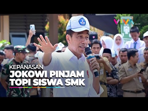 Waduh Panas, Presiden Jokowi Pinjam Topi Siswa SMK