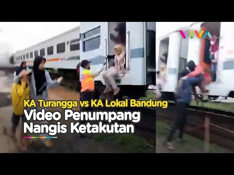 VIDEO Adu Banteng Kereta Turangga Vs Kereta Commuterline Bandung Raya