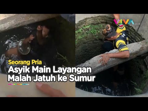 APES! Pria Ini Nyemplung ke Sumur Saat Main Layangan