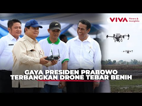 Momen Prabowo Tiba-tiba Terbangkan Drone untuk Tebar Benih Padi: Kaget Juga Saya!