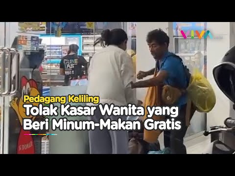 Pedagang Ini Dorong Wanita yang Beri Minuman-Makanan
