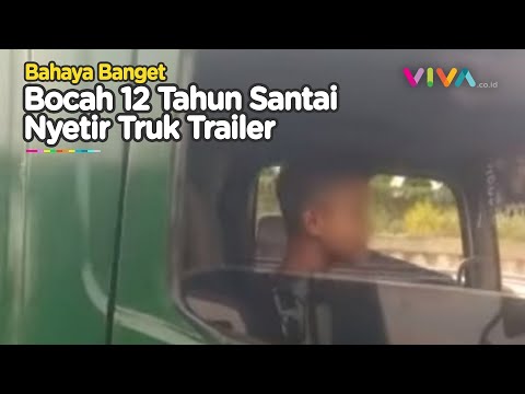 NGERI! Aksi Bocah 12 Tahun Jadi Sopir Truk di Jalan Tol