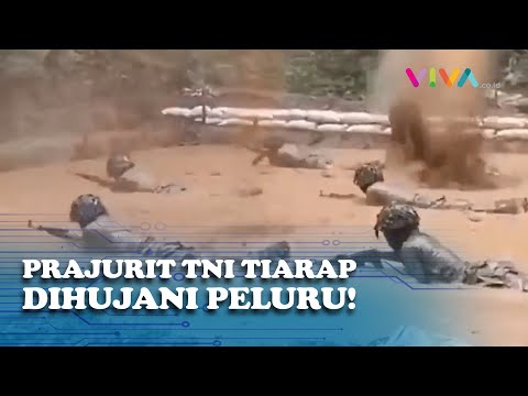 Dihujani Timah Panas, Prajurit TNI AD Tiarap di Lumpur