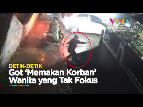 Fix Malu! Detik-Detik Wanita Hilang Fokus Saat Melangkah, Auto Kecebur Got