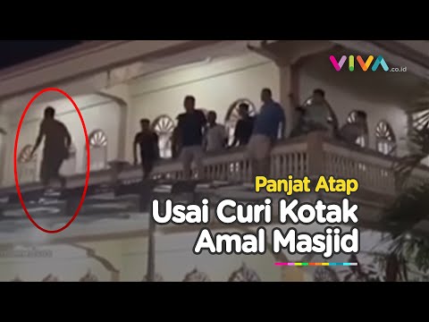 Tegang! Diduga Curi Kotak Amal, Seorang Pria Dikejar dan Dikepung Warga Hingga Naik Atap Masjid