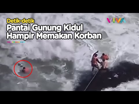 Aksi Heroik Penyelamatan Bocah Digulung Ombak Pantai Ngobaran