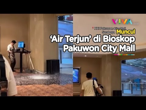 BYUUR! 'Air Terjun' dari Atap Bioskop Mall Surabaya Bikin Heboh