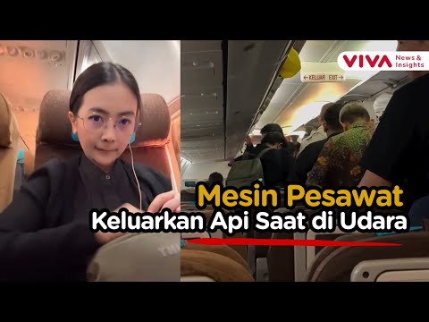 Terekam! Detik Detik Mesin Pesawat Garuda Terbakar di Udara