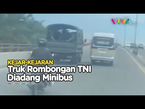Aksi Saling Hadang Minibus vs Truk TNI Berisi Puluhan Prajurit
