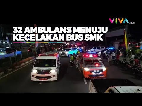 32 Ambulans Depok Berangkat ke Subang untuk Evakuasi Korban Kecelakaan Bus Pelajar SMK
