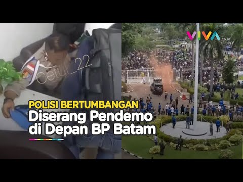 Serangan Barbar Pendemo di Jalanan BP Batam Bikin Polisi Terkapar