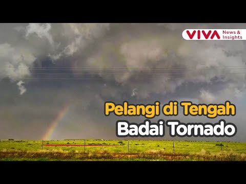Detik-detik Pelangi Terbentuk di Tengah Badai Tornado