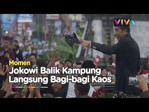 Mendarat di Solo, Jokowi Bagi-Bagi Kaos ke Masyarakat