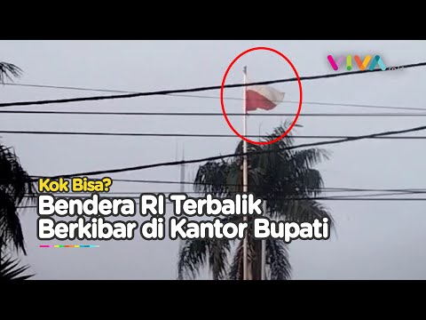 Waduh, Bendera Indonesia Berkibar Terbalik di Gedung Pemerintahan