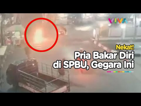 DETIK-DETIK Pria Bakar Diri Sendiri di SPBU, Usai Cekcok dengan Istri