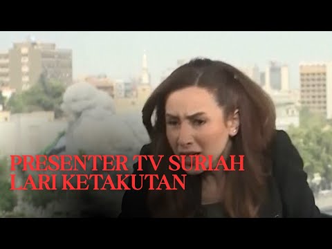 Detik-detik Presenter TV Suriah Lari Ketakutan Saat Serangan Israel