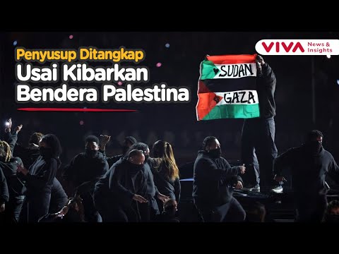 Petugas Kewalahan, Bendera Palestina Berkibar di Tengah Pertunjukan Super Bowl