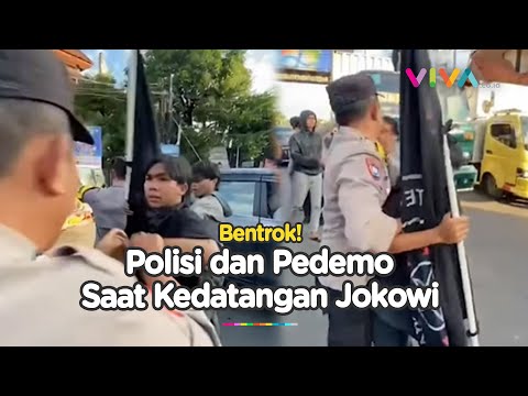 Polisi dan Pedemo Nyaris Adu Jotos Saat Kedatangan Jokowi di Sulsel