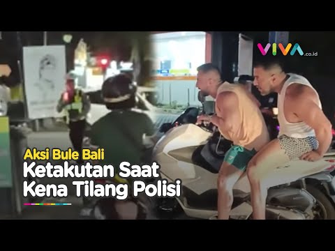 KOCAK! Aksi 2 Bule Kekar Mengendap-endap dari Tilang Polisi