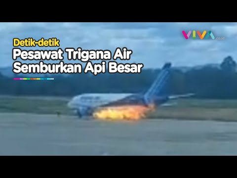 Video Amatir Kepanikan Penumpang Usai Pesawat Trigana Air Semburkan Api