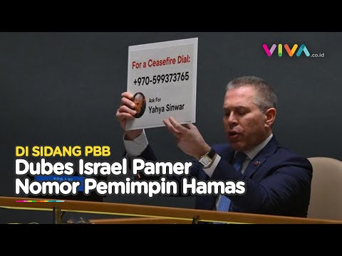 KESAL! Dubes Israel Angkat Papan Nomor Telepon Pemimpin Hamas di Sidang PBB