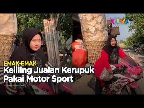 Emak-emak Nyentrik, Jual Kerupuk Bak Pembalap