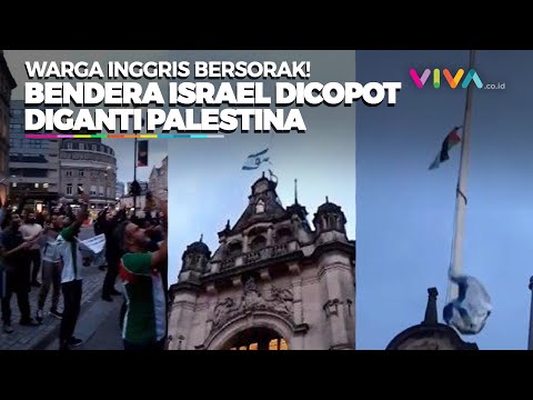 Warga Inggris Tepuk Tangan! Copot Bendera Israel, Diganti Bendera Palestina