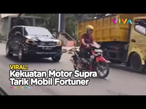 Unik, Motor Supra Derek Mobil Fortuner Gegara Mogok