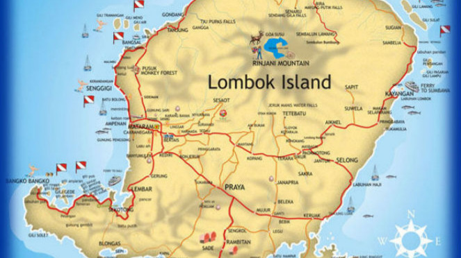 Peta Pulau Lombok.