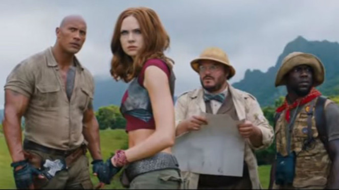 Cuplikan film Jumanji; Welcome to the Jungle.